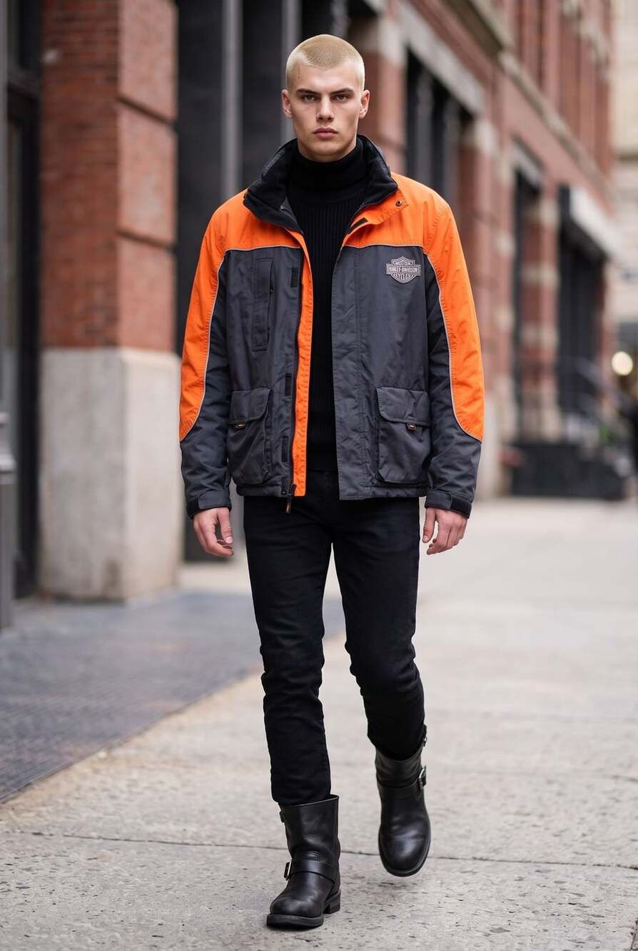 Harley-Davidson Jacket X-Small Orange Black Motorcycle Riding Coat